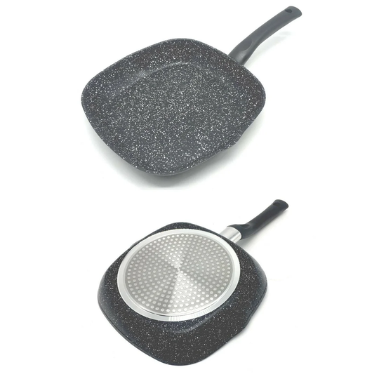 28Cm Non-Stick Marble Coated Forged Aluminium Grill BBQ Frying Griddle Pan