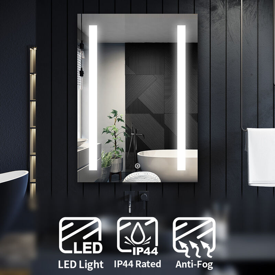 Elegant - Illuminated led Front Lit Mirror Bathroom Mirror 500x700mm with Shaver Socket and Demister Pad