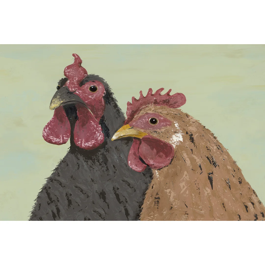 Four Roosters Brown Chickens - Wrapped Canvas Painting