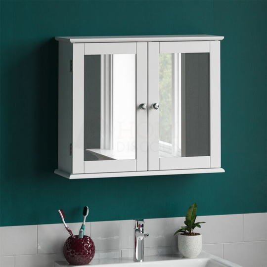 Priano 2 Door Bathroom Cabinet Mirrored Wall Mounted Cabinet, White