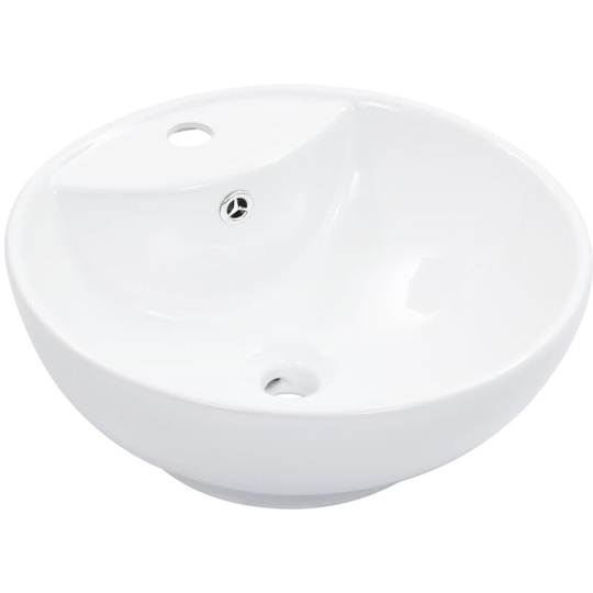 Wash Basin with Overflow 46.5x18 cm Ceramic White - White