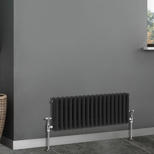 NRG - Traditional Radiator Cast Iron Style Radiator 3 Column Black 300x832mm