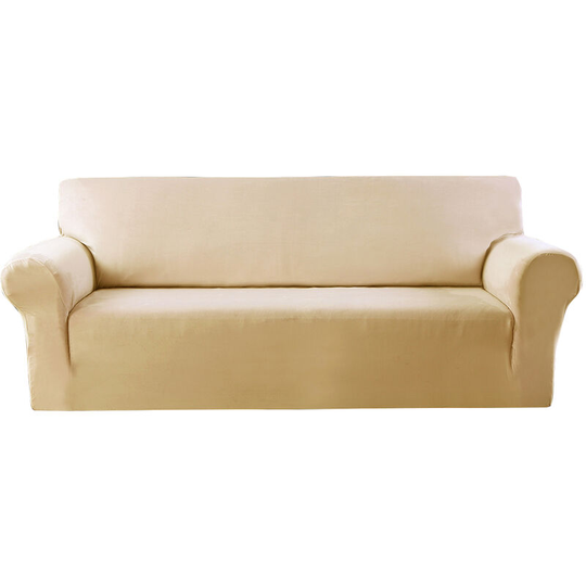 Elastic Stretch Velvet Sofa Armchair Cover Solid Color Couch beige 90-140cm 1Seat