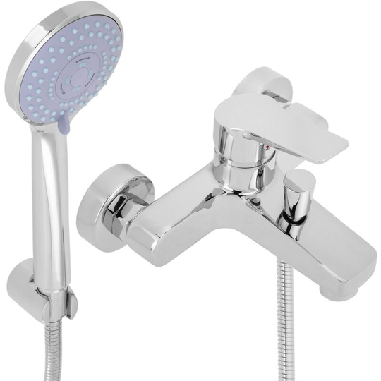 Water Saving Chrome Horizontal Single Handle Shower Faucet Kit with Shower Head, Hose and Bracket - Primematik
