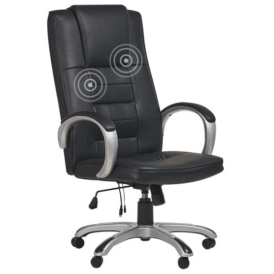 Beliani - Office Massage Armchair Heated Seat Black Faux Leather Grandeur ii - Black