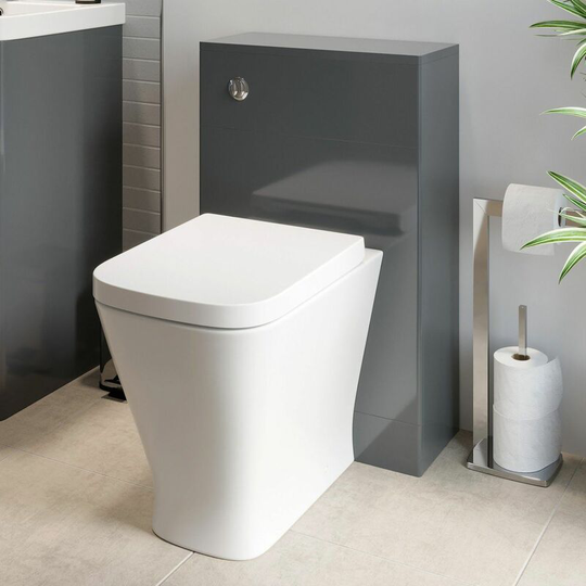 Regis - 500mm Modern Bathroom wc Toilet Unit Concealed Cistern btw Soft Close Seat Grey - Grey