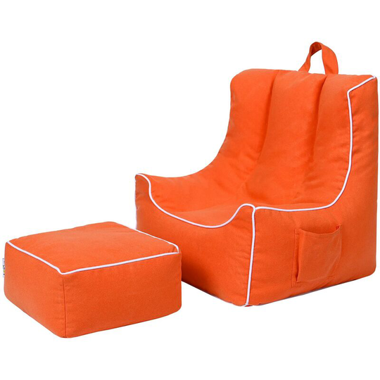 Child Bean Bag Chair with Footstool Ergonomically Designed Kids Armchair , Orange - Ready Steady Bed
