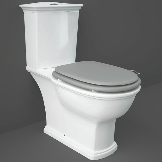Rak Washington Close Coupled Toilet with Horizontal Outlet & Push Button Cistern - Grey Seat