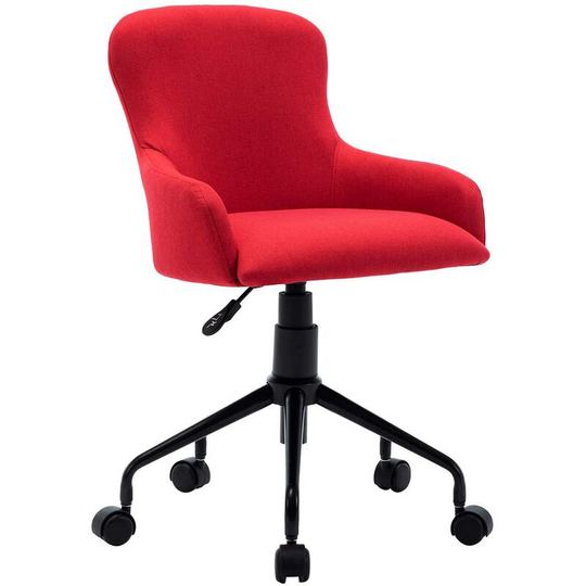 More4homes Cecil Linen Swivel Desk Study Home Office Computer Chair Livingroom Bedroom Armchair Red - Red
