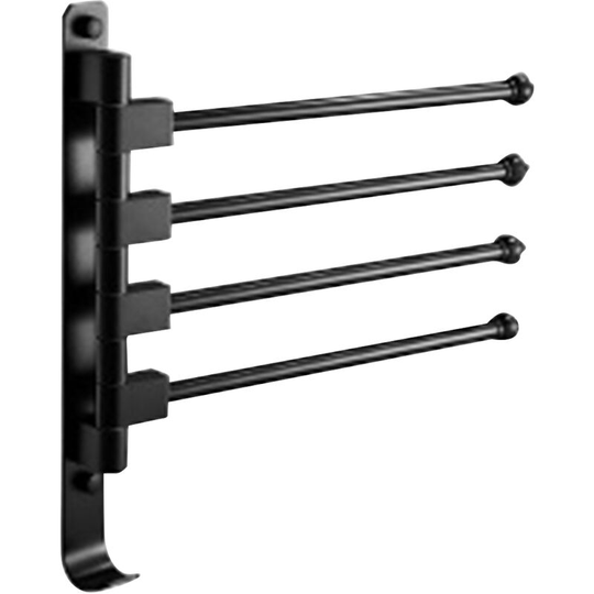 Swivel Out Towel Racks with Hooks 4-Bars Foldable Arms Bath Towel Hanger Wall Mount Towel Bar Aluminum Towel Holder Organizer for Bathroom Kitchen