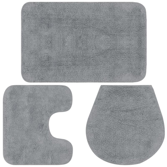 Vidaxl - Bathroom Mat Set 3 Pieces Fabric Grey Grey