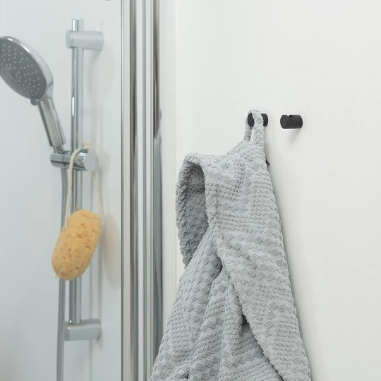 Belfry Bathroom Bold Toilet Accessories Set - Toilet Brush And Holder - Toilet Roll Holder Without Cover - Towel Hooks - Black