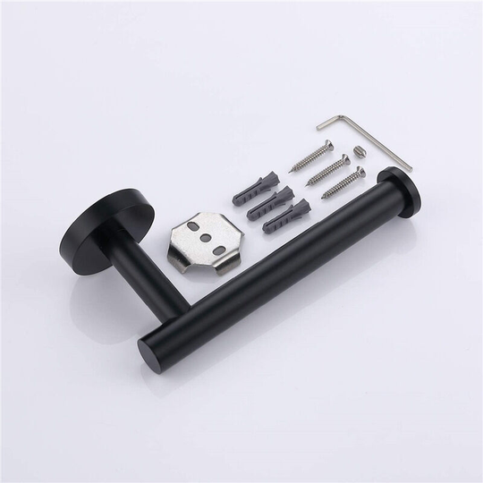 Wall mounted toilet paper holder, toilet paper holder with premium stainless steel, matte black toilet paper holder for bathroom, toilet roll holder