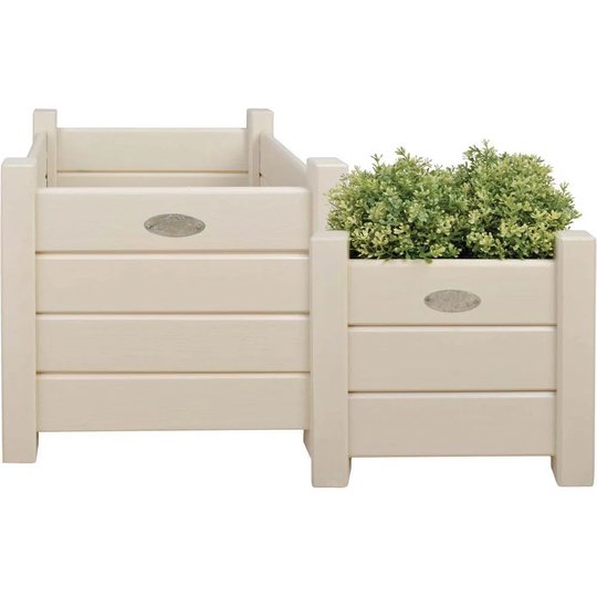 Square Pine Planters (Set Of 2) White