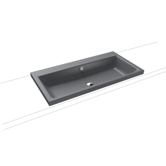 Cool Grey Steel Enamel Rectangular Inset Bathroom Sink