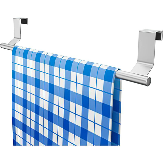 Perlerare - Kitchen towel rack for hanging - 35 cm long stainless steel with - Towel rack without drilling as door towel holder with bar