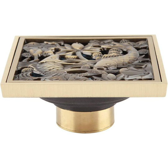 Gift - 10cm Floor Drain Antique Brass Bathroom Waste Drain Waste Grate Environmentally Friendly b