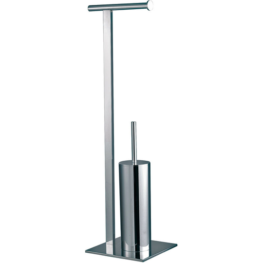 Superbia Freestanding Toilet Roll Holder & Brush - Chrome