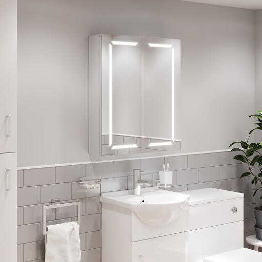 Artis Ilumina LED Aluminium Mirror Cabinet with Demister Pad & Shaver Socket 700x600mm - Mains Power