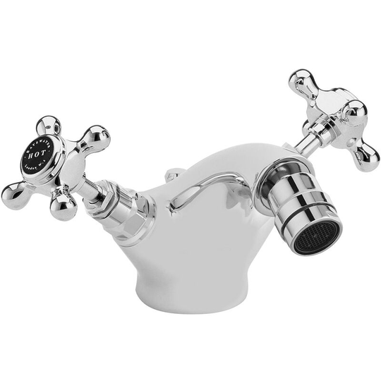 Crosshead Hex Mono Bidet Mixer Tap with Waste - Black/Chrome - Bayswater