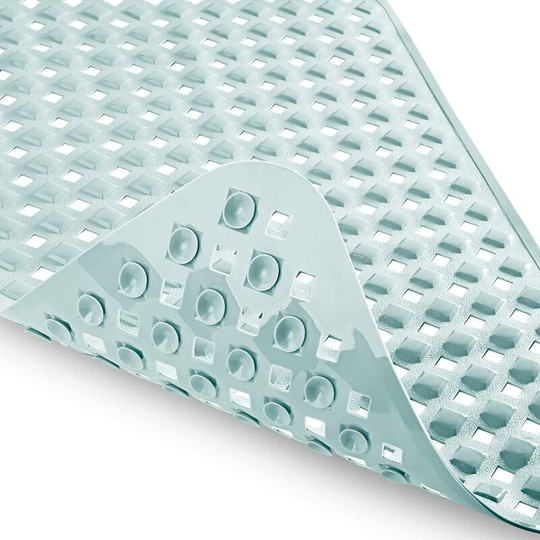 Kartokner - Non Slip Bathtub Mats with Drain Holes, Suction Cups, Machine Washable 27.5 x 15.5 In, Light Green