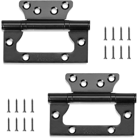 2pcs 4in Pecmelles Charniere Folding Door Gate Stainless Steel Door Hinges for Furniture Material Cabinet Guard Door Drawer (Black)