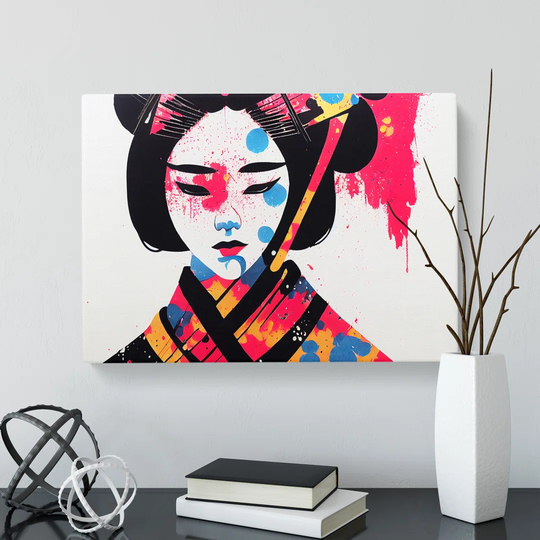 A Splashed Geisha Vol.3 Abstract - Wrapped Canvas Graphic Art