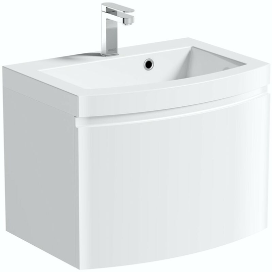Harrison white wall hung vanity unit and basin 600mm - White - Mode