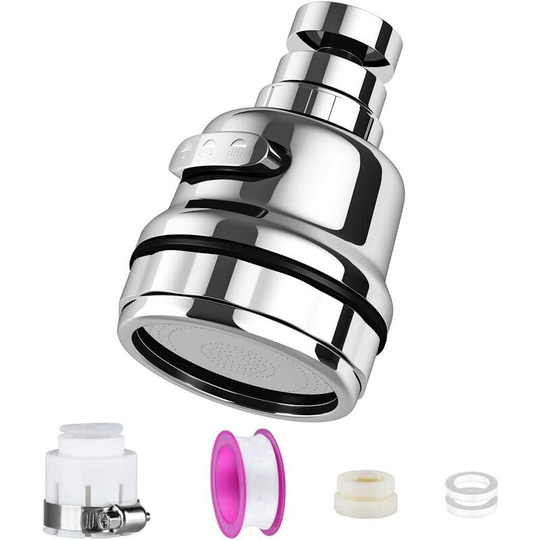 360 Degree Rotating Faucet Aerator Kitchen Faucet Head 3 Modes Adjustable Shower Head Sprayer Filter Suitable for Kitchen and Bathroom (Short)