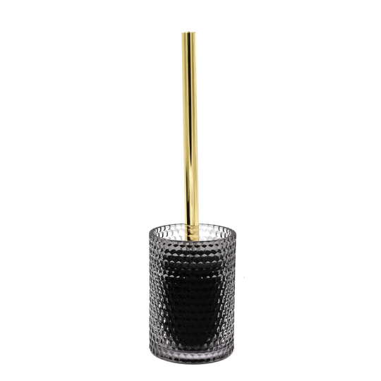 Sherine toilet brush, transparent gray, handle color: Gold, glass / ABS