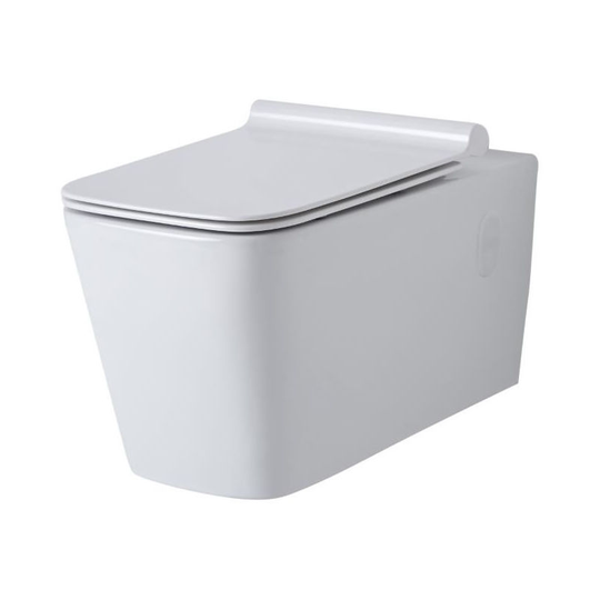 Milano - Elswick - White Ceramic Modern Bathroom Wall Hung Toilet wc and Soft Close Seat