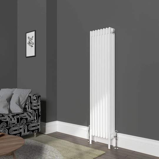 Traditional 4 Column Radiator Cast Iron Style Heating Rads Vertical White 1500x380mm