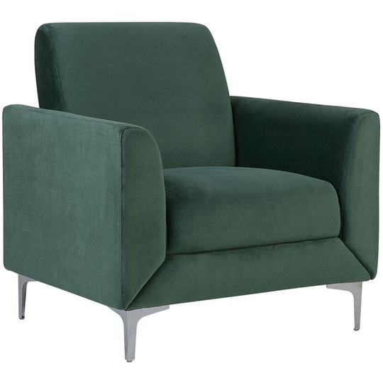 Beliani - Modern Retro Upholstered Club Chair Armchair Velvet Fabric Green Fenes - Green