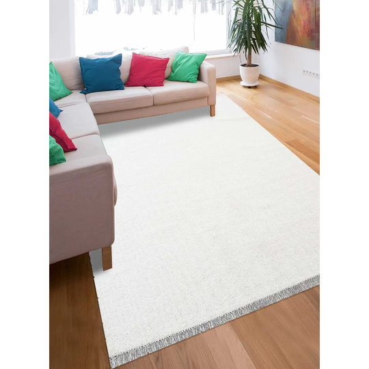 Wabbaseka Handmade Kilim Wool White Rug