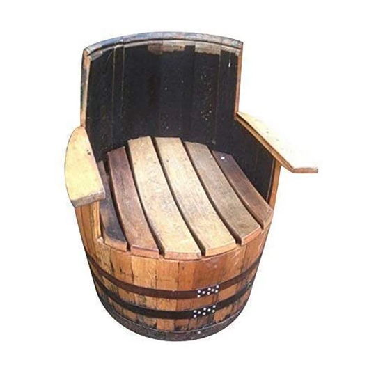 Union Rustic Handmade Real Oak Wood Refurbished Whiskey Barrel Wooden Armchair