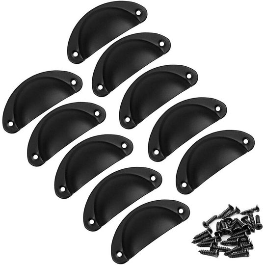 10PCS Vintage Shell Handle, Door Knob, Furniture Handle, Retro Iron Door Handles with Screws for Cabinet Drawer Cabinet Kitchen Cupboard, 8.2cm x