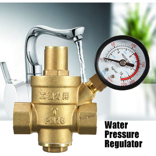 DN15 1/2" Brass Water Pressure Reducing Maintaining Valves Regulator Adjustable Relief Valves With Gauge Meter 85*63mm