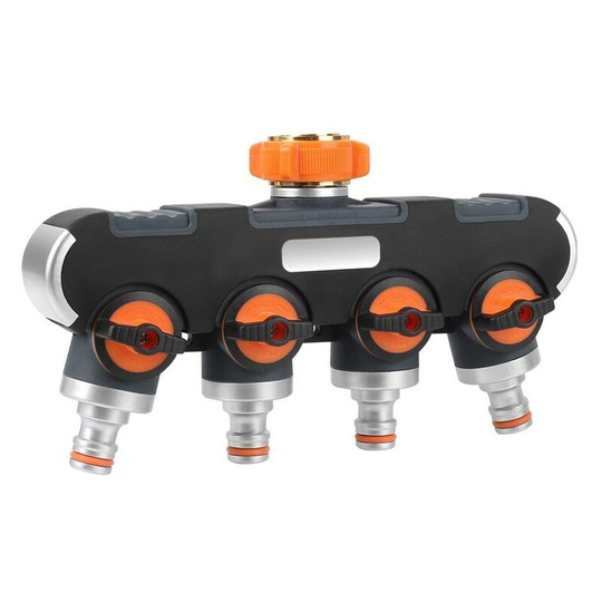 2/4-way distributor, 3/4 and 1/2 with faucet adapter, suitable for garden irrigation and watering pipe