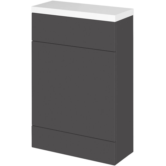 Gloss Grey 600mm Slimline Toilet Unit with Polymarble Top - CBI919 - Gloss Grey - Hudson Reed