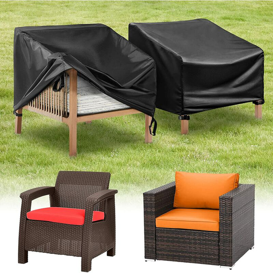 95x90x69cm Garden Chair Cover, 2 Pieces Waterproof Outdoor Armchair Cover, Tarpaulin for Lounge Chair Bench Sofa Made of 210D Oxford Fabric, Durable