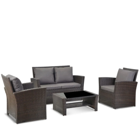 Rader Rattan 4 - Person Seating Group with Cushions