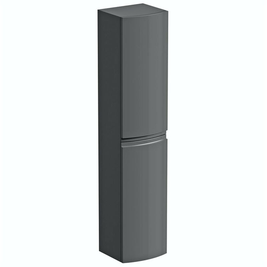Harrison slate gloss grey wall hung cabinet 1400 x 300mm - Grey - Mode