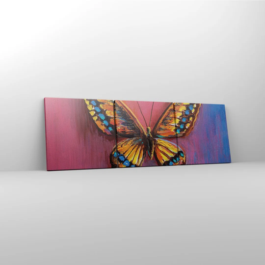 Butterfly Colorful Painted - 3 Piece Wrapped Canvas Panoramic Painting