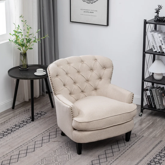 Essence Leather Air Buttoned Accent Chair