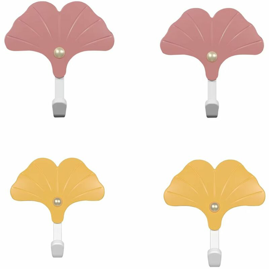 Adhesive Hooks, Heavy Duty Decorative Wall Hooks for Hanging, Waterproof and Oilproof Seamless Hooks for Wall Indoor Kitchen Bathroom Office, Ginkgo