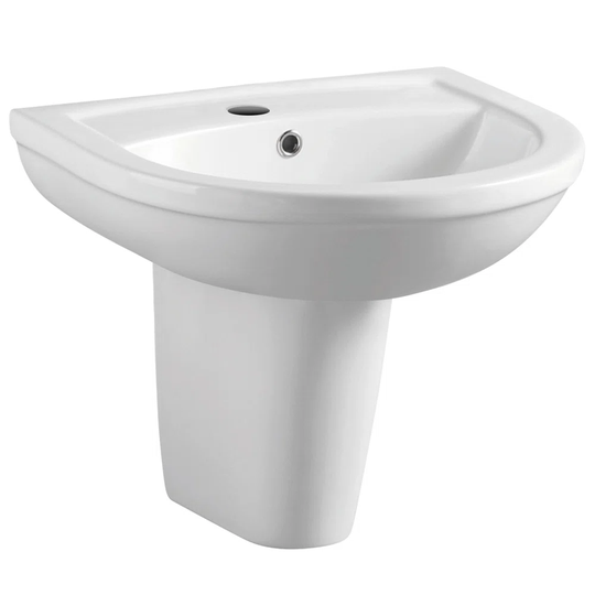 Jlani White Ceramic U-Shaped Wall Mount Bathroom Sink with Overflow