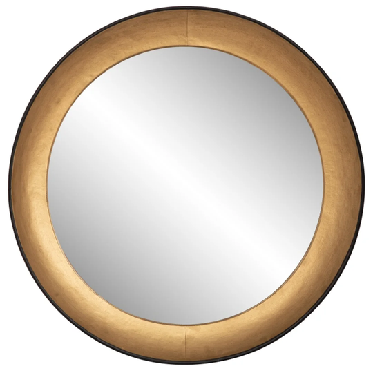 Tekamah Round Metal Framed Wall Mounted Accent Mirror in Black/Gold