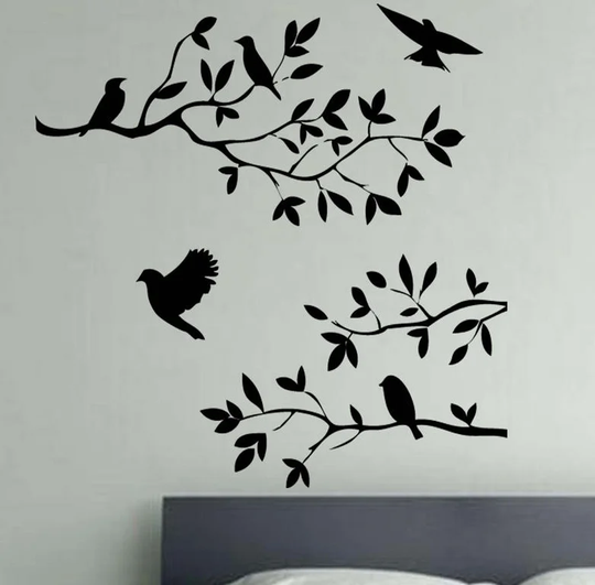 Mixture Of Birds On A Branch Decal Vinyl Wall Sticker