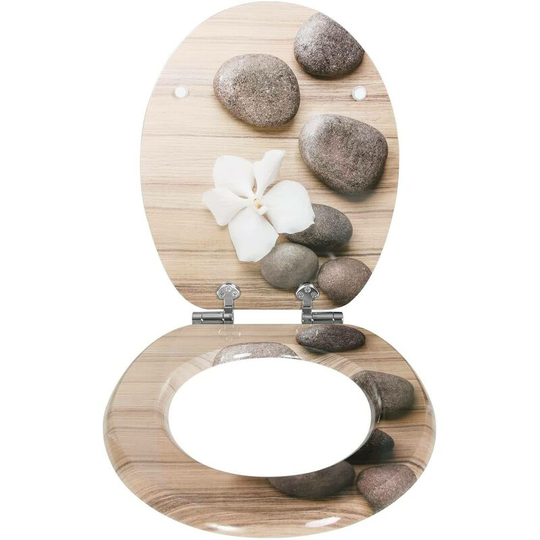 Soft Close Toilet Seat Bathroom Oval Shape wc Heavy Duty Seats Anti Slam Grey Stone - Grey Stone - Woltu