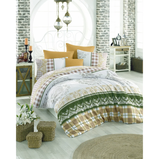 Lime Pink/White/Green Duvet Cover Set